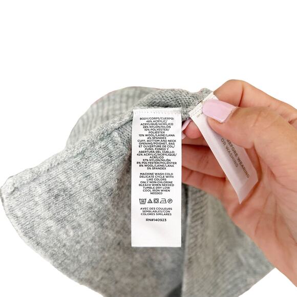 Loft Wool Blend Gray Checkered Sweater Sz XS - Picture 3 of 5